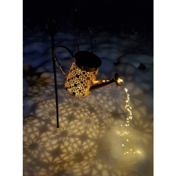 Solar Watering Can with Lights, Outdoor Garden Decor Waterproof - Picture 1 of 1